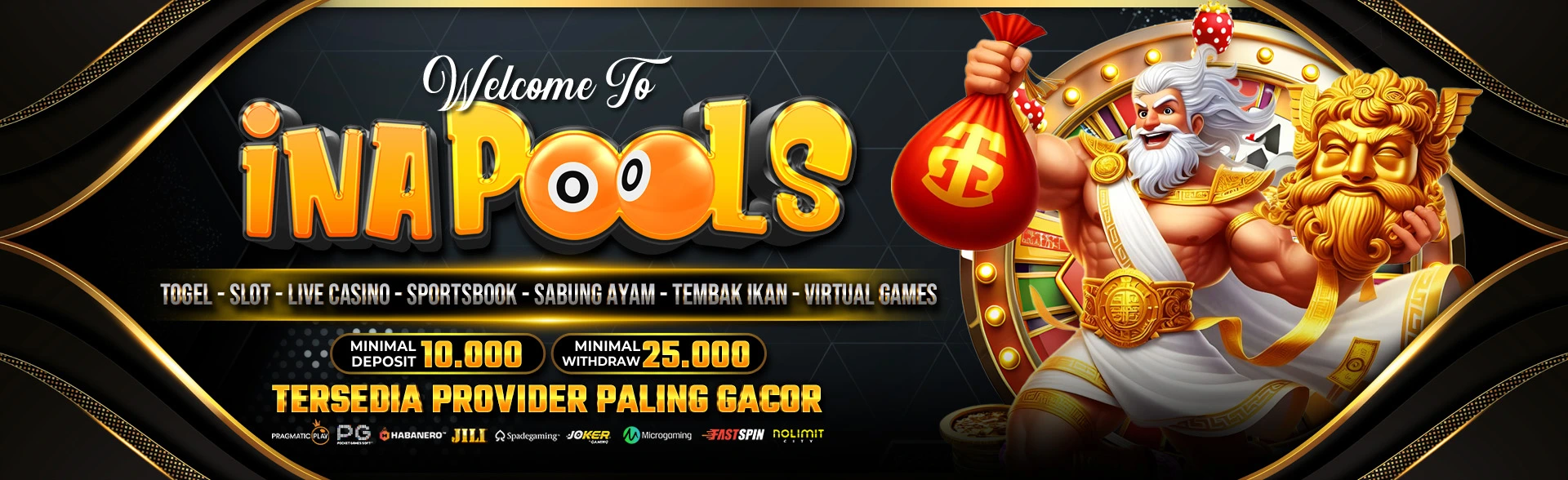 Welcome to InaPools - Platform togel, slot, live casino, sportsbook, sabung ayam, dan virtual games dengan minimal deposit Rp 10.000.